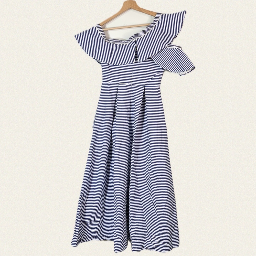 Self-Portrait Striped Shirting Frill Dress - Picture 7 of 10
